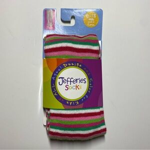 Jefferies Socks Girls Striped Tights Size 6 12 18 NWT New Months Red Green Pink
